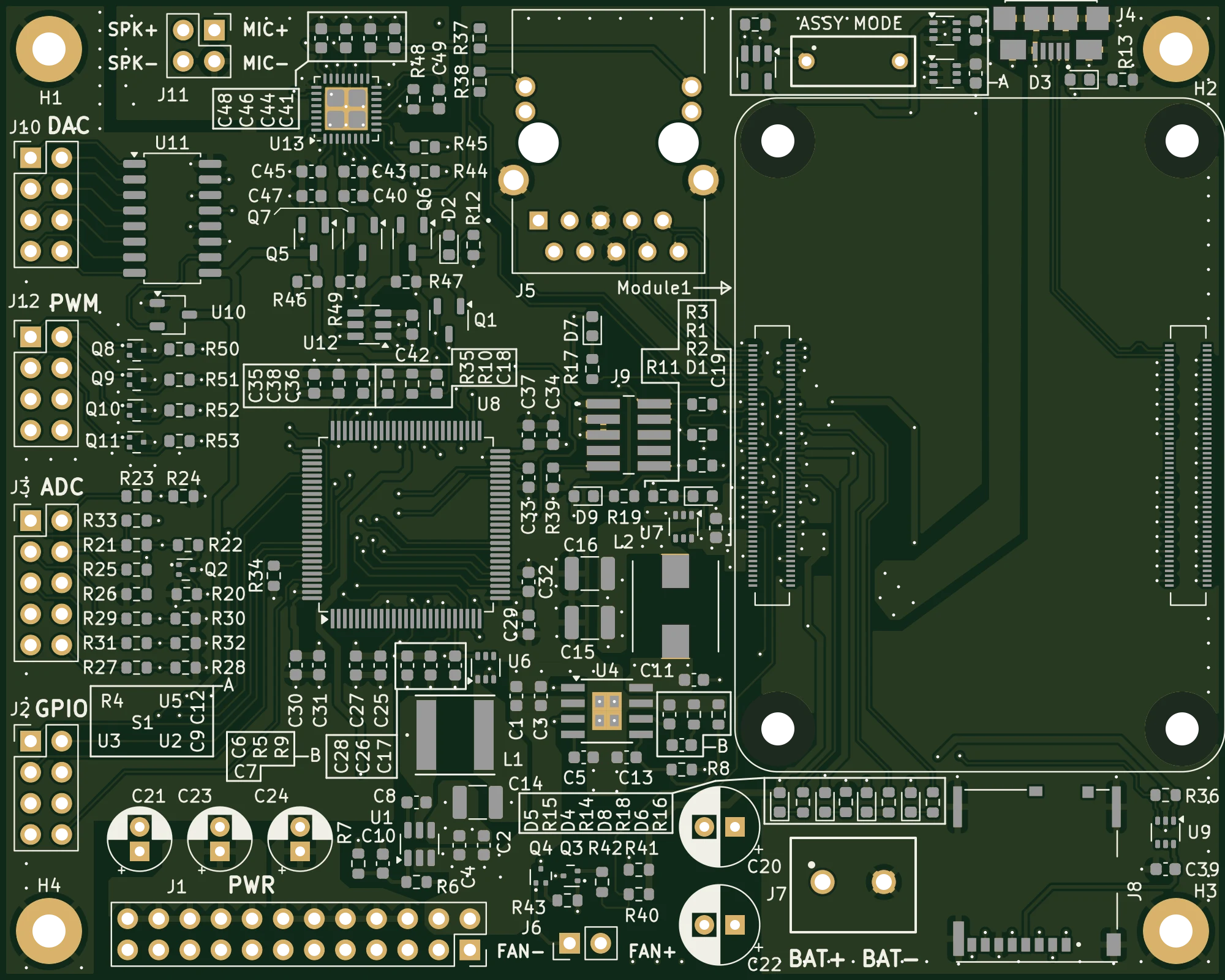 Juno carrier board, top side, rendered from the final Gerber files